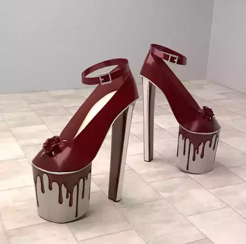 Blood Red High Heels Shoes