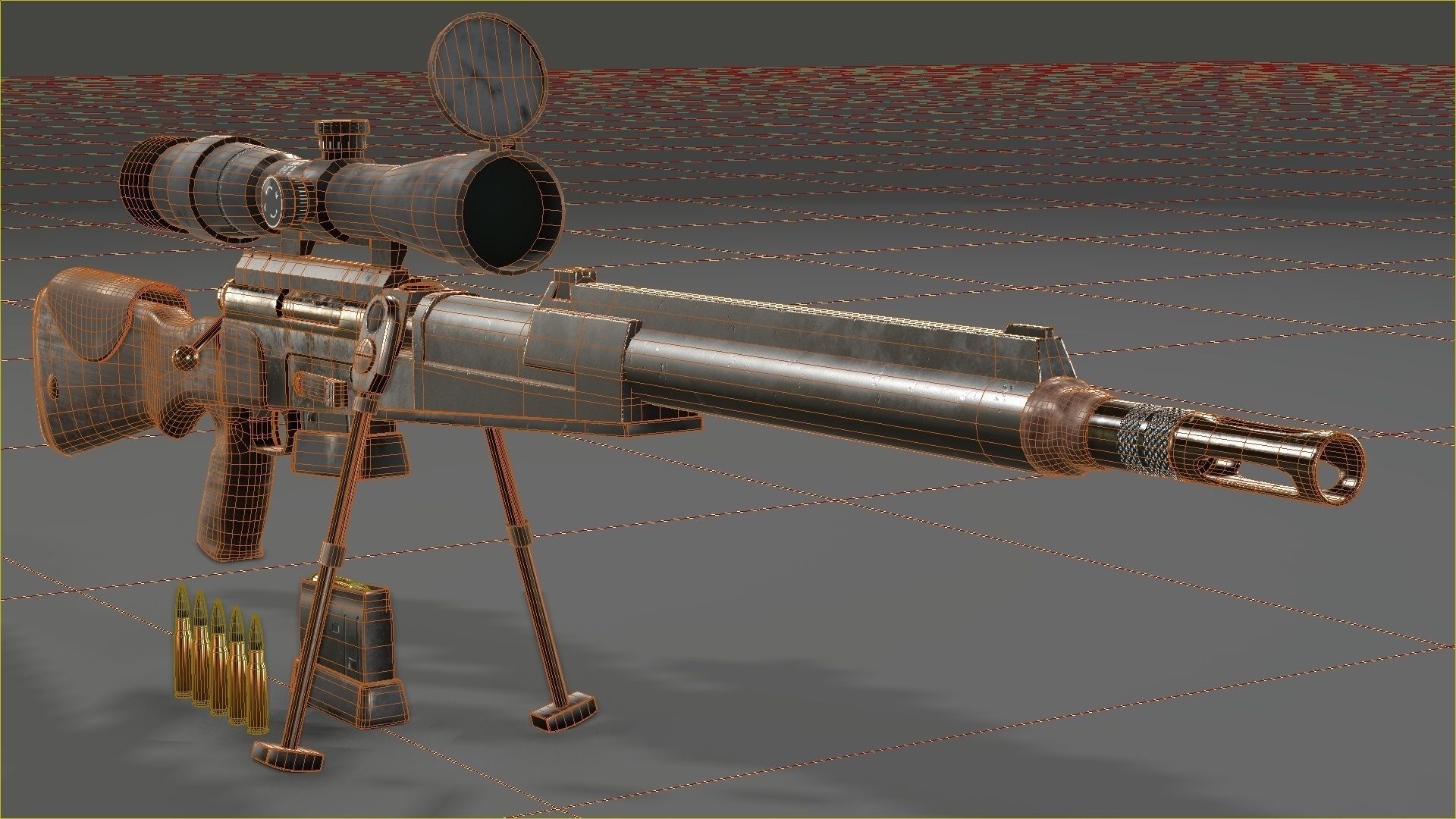 FR-F2 Sniper Rifle - used Low-poly 3D model_22