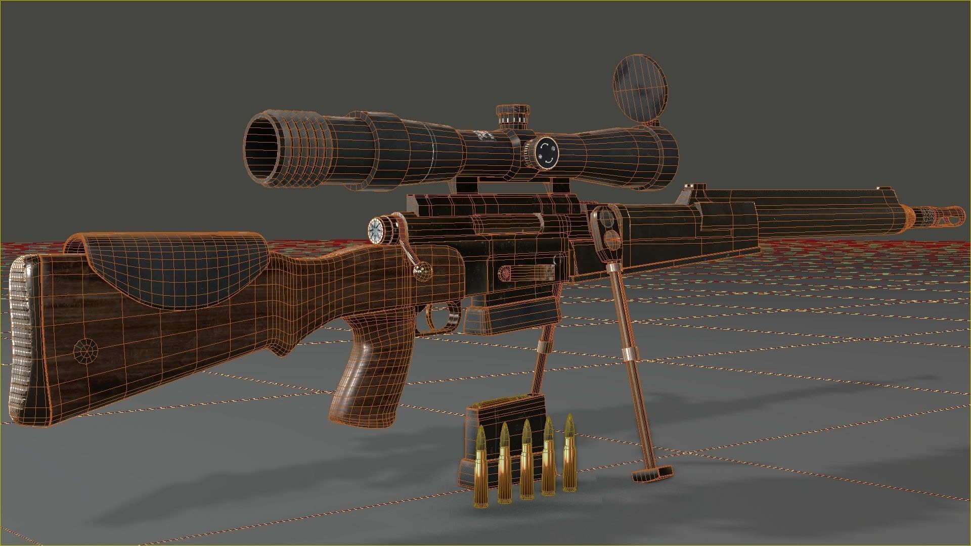 FR-F2 Sniper Rifle - used Low-poly 3D model_14
