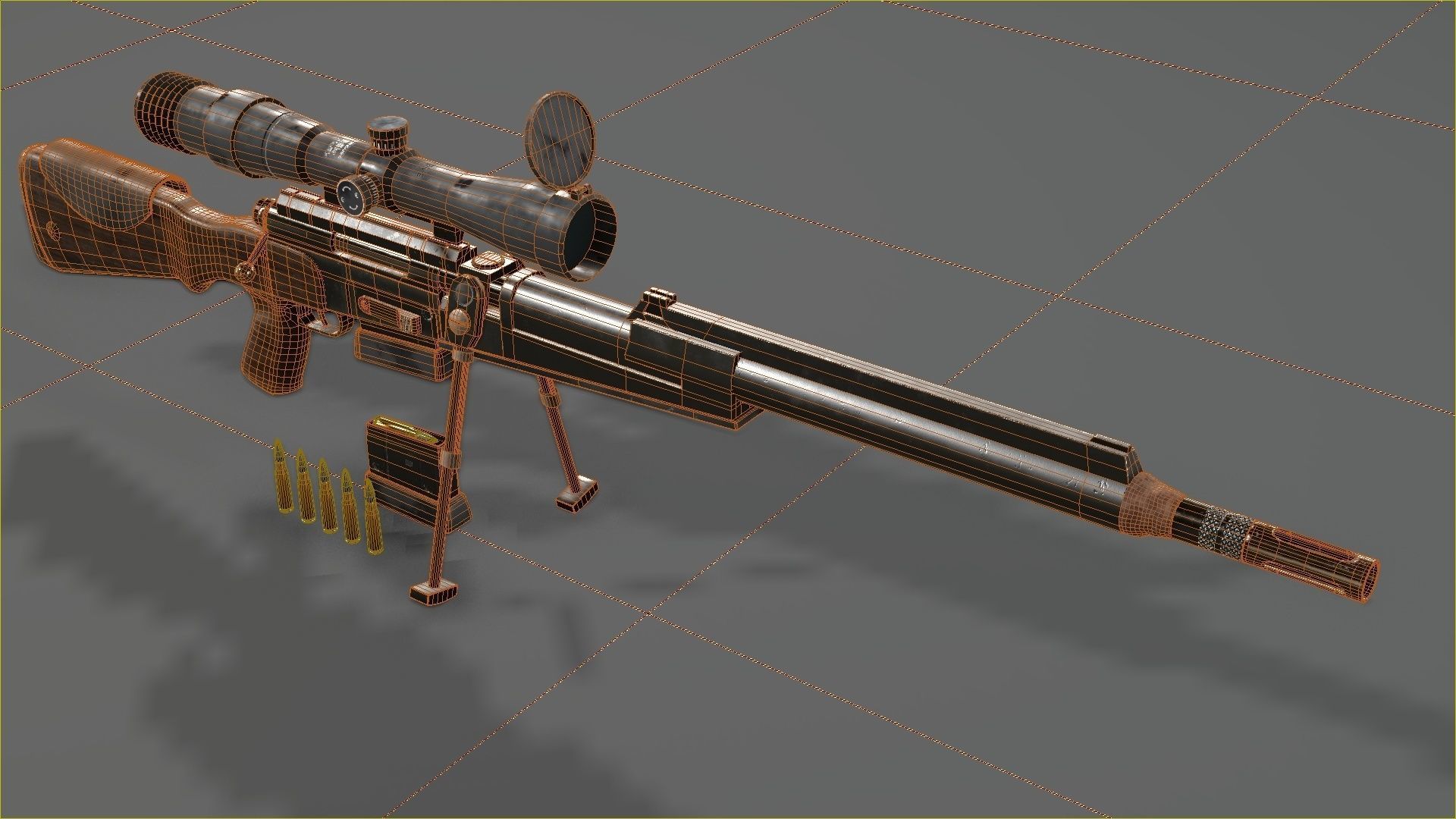 FR-F2 Sniper Rifle - used Low-poly 3D model_16