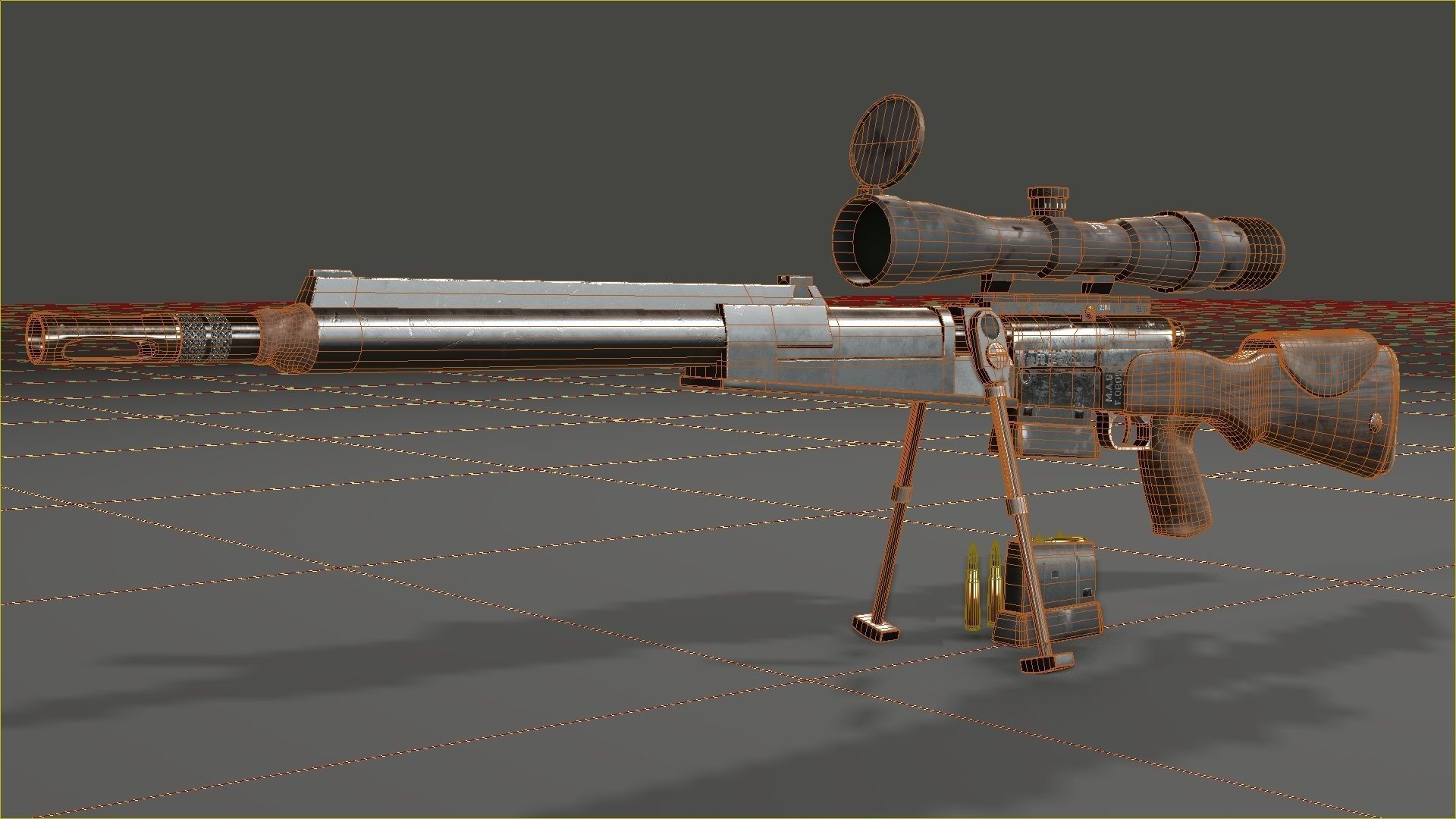 FR-F2 Sniper Rifle - used Low-poly 3D model_20