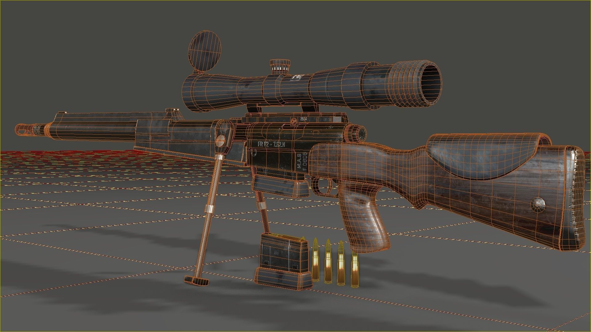 FR-F2 Sniper Rifle - used Low-poly 3D model_12