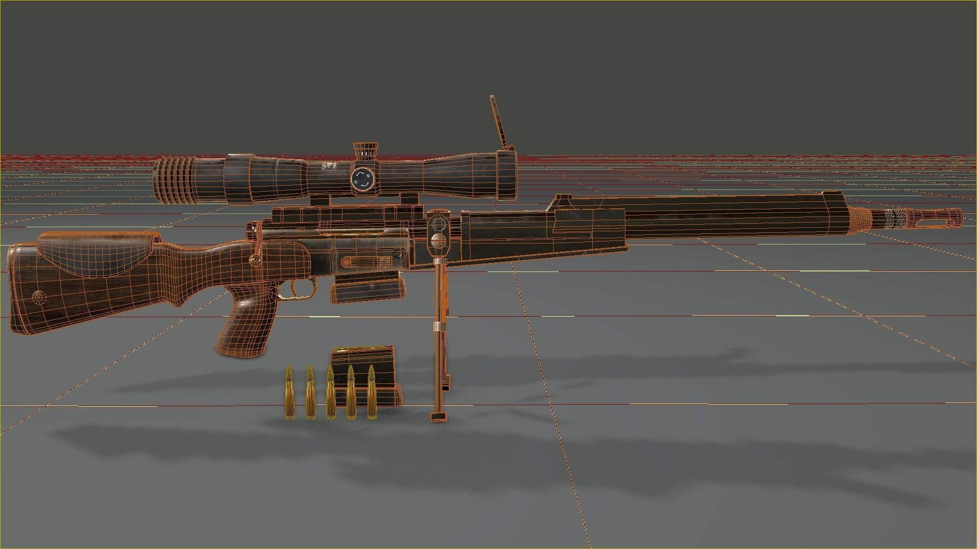 FR-F2 Sniper Rifle - used Low-poly 3D model_24