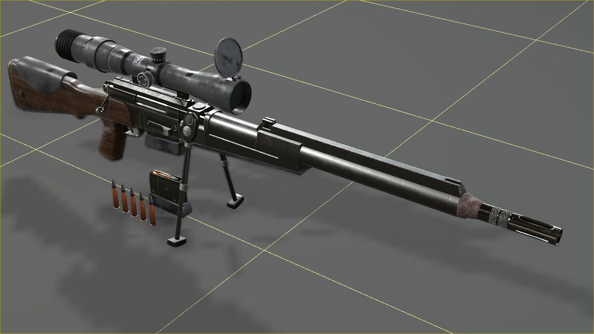 FR-F2 Sniper Rifle - used Low-poly 3D model_17