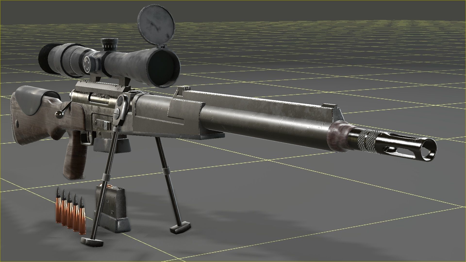 FR-F2 Sniper Rifle - used Low-poly 3D model_23