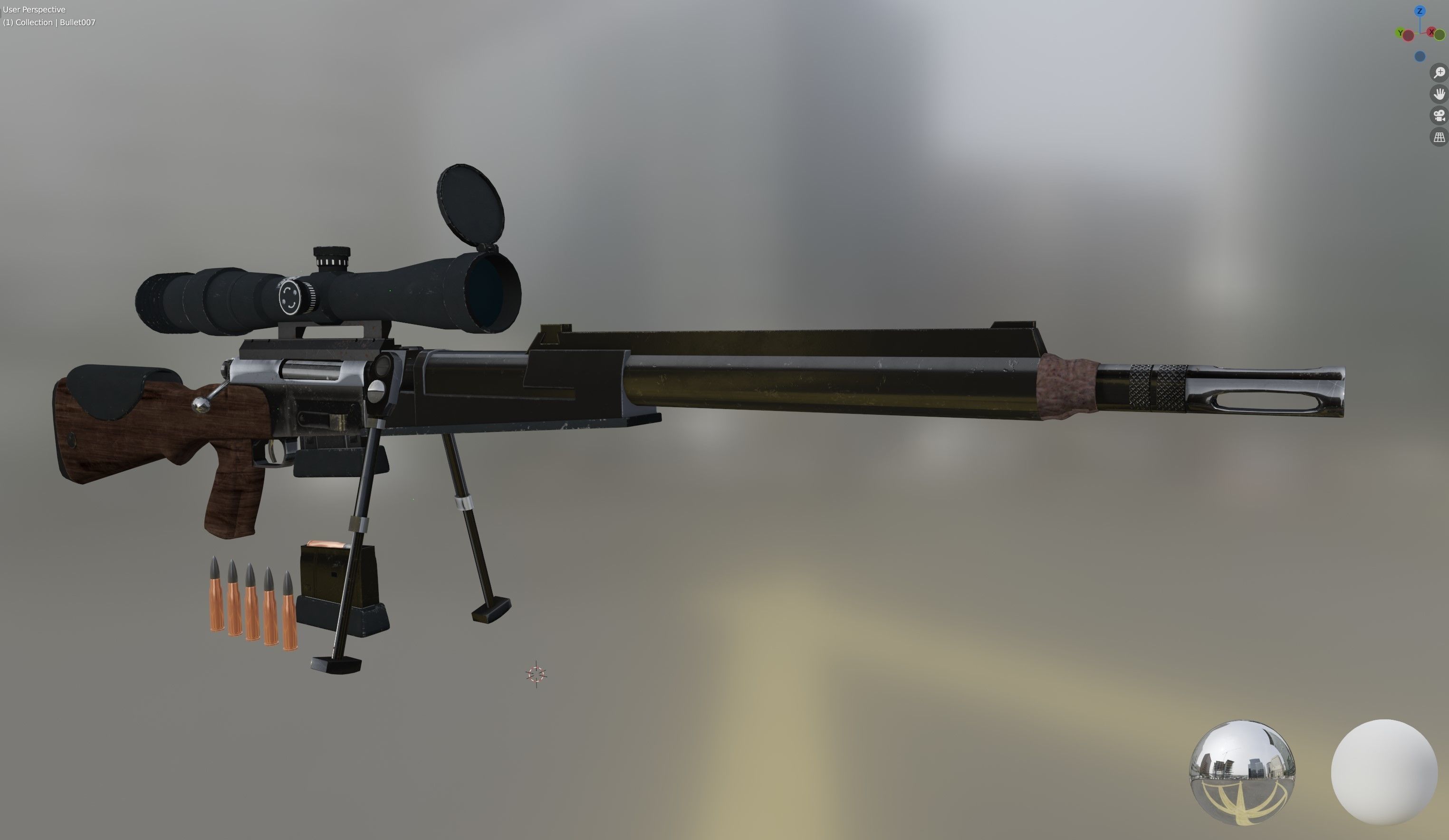 FR-F2 Sniper Rifle - used Low-poly 3D model_9