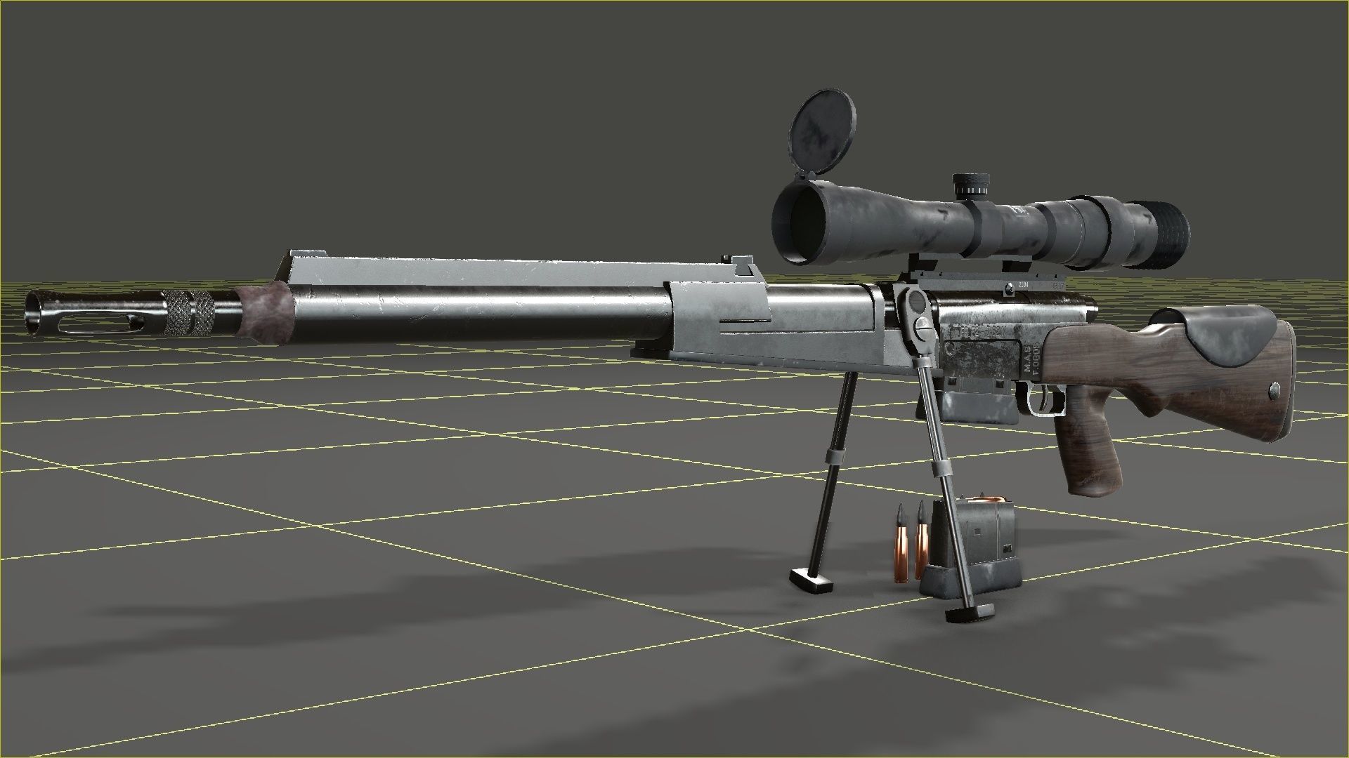 FR-F2 Sniper Rifle - used Low-poly 3D model_21