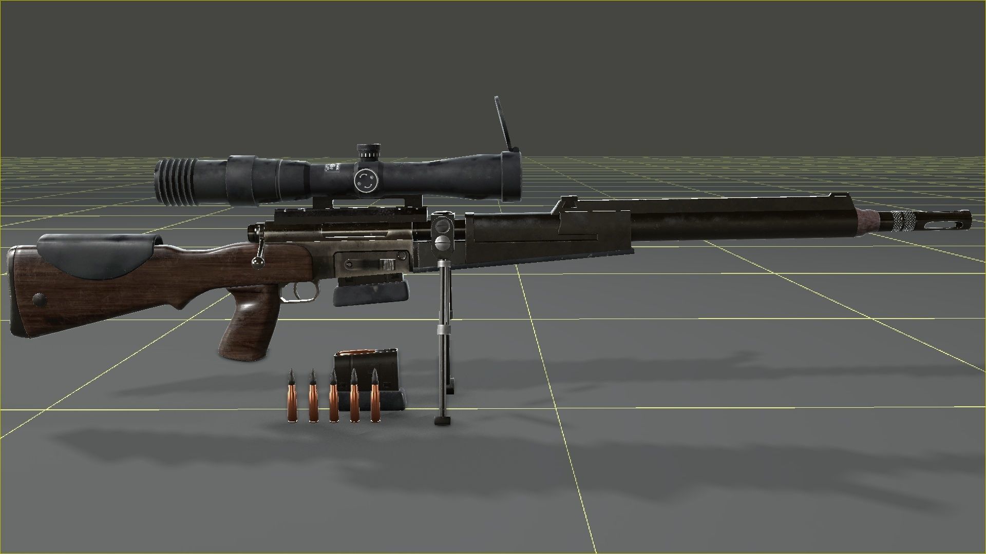 FR-F2 Sniper Rifle - used Low-poly 3D model_25
