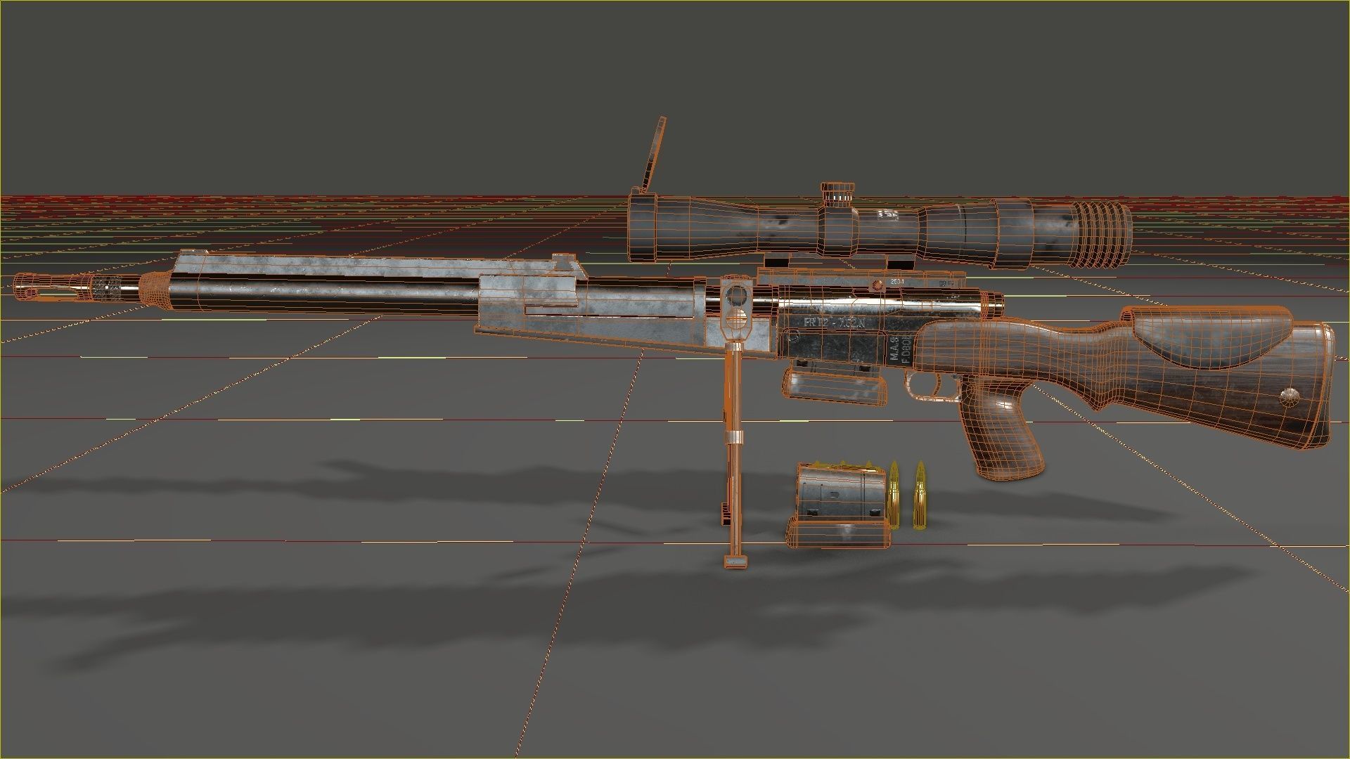 FR-F2 Sniper Rifle - used Low-poly 3D model_26