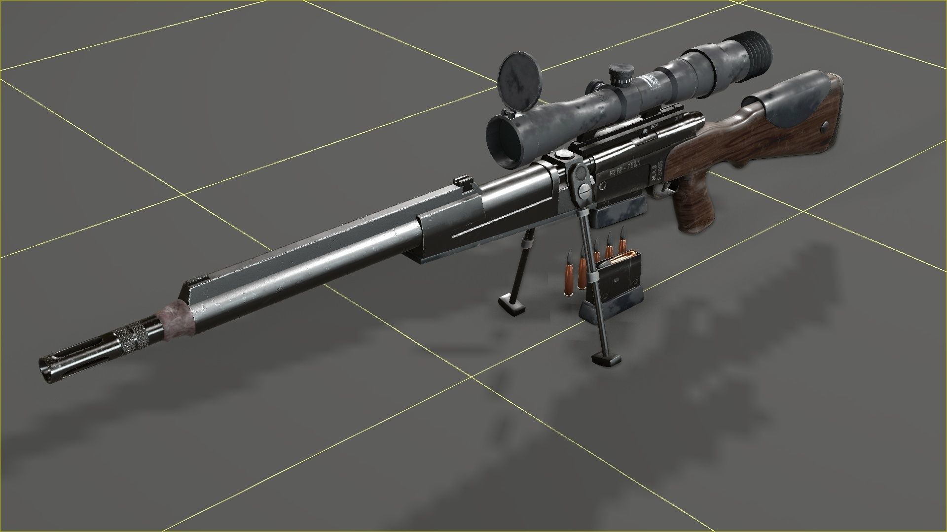 FR-F2 Sniper Rifle - used Low-poly 3D model_11