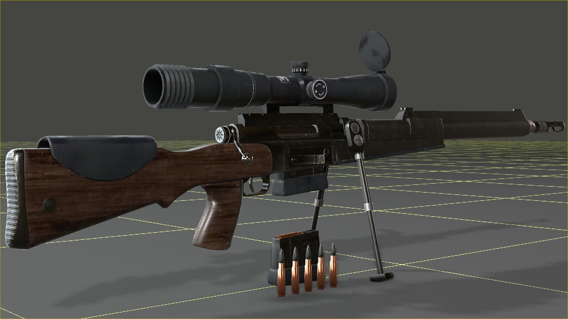 FR-F2 Sniper Rifle - used Low-poly 3D model_15