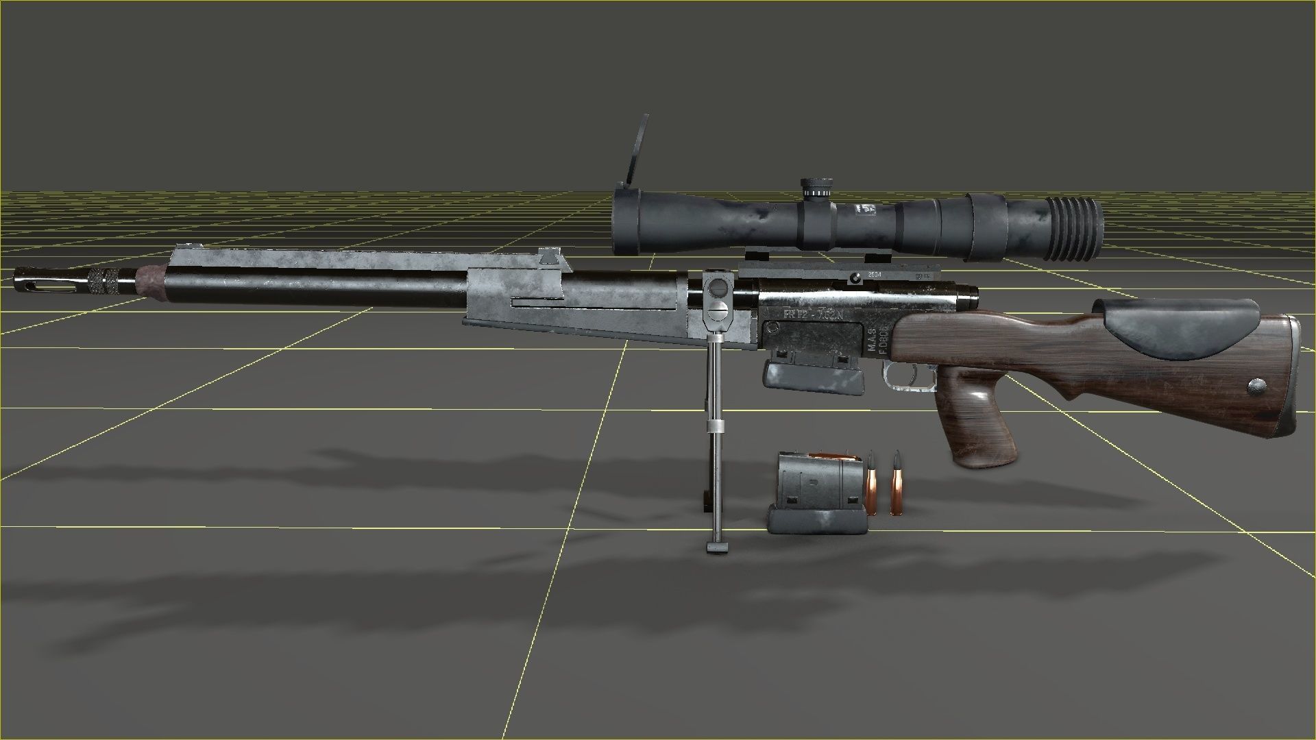 FR-F2 Sniper Rifle - used Low-poly 3D model_27