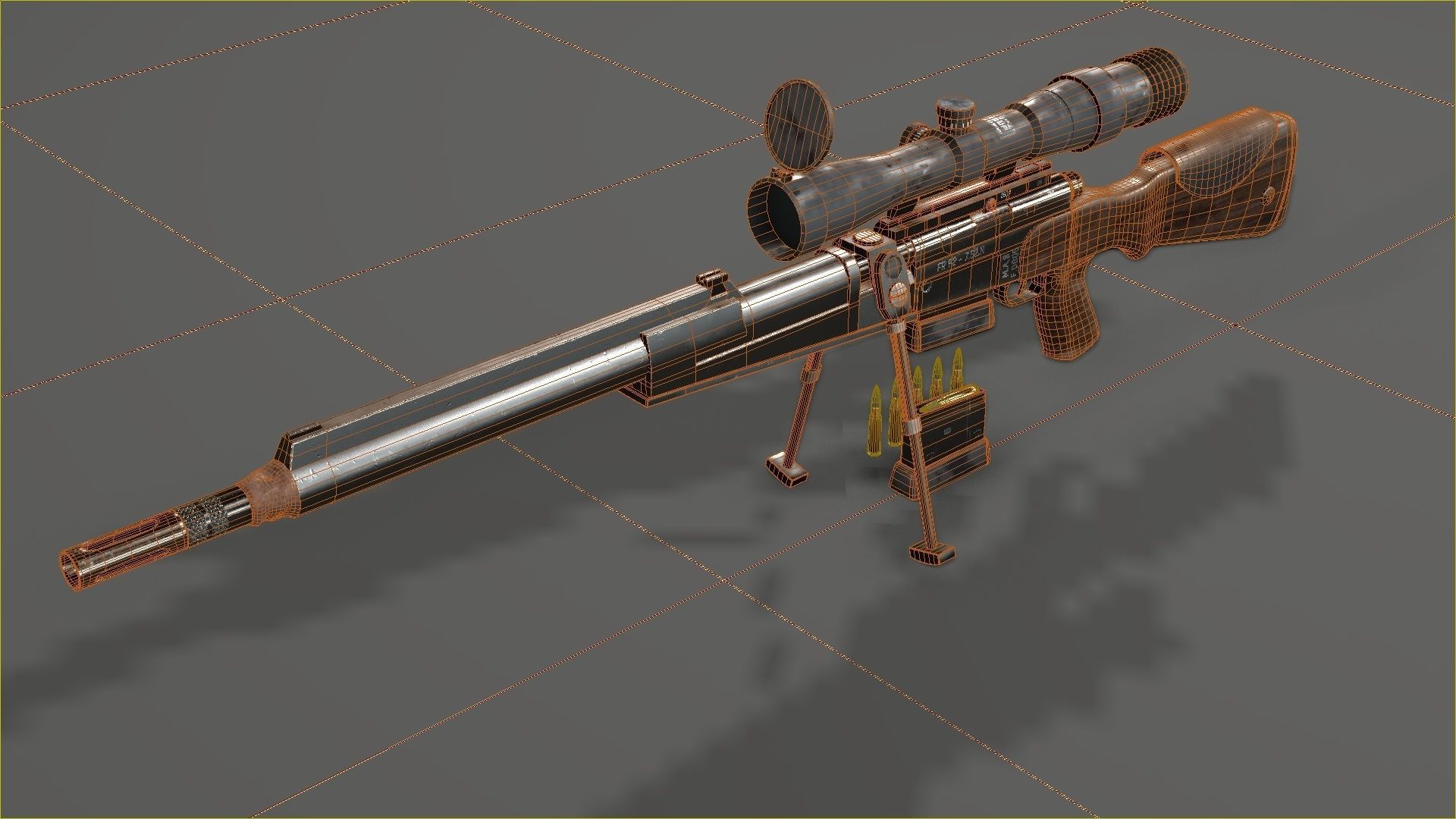 FR-F2 Sniper Rifle - used Low-poly 3D model_10