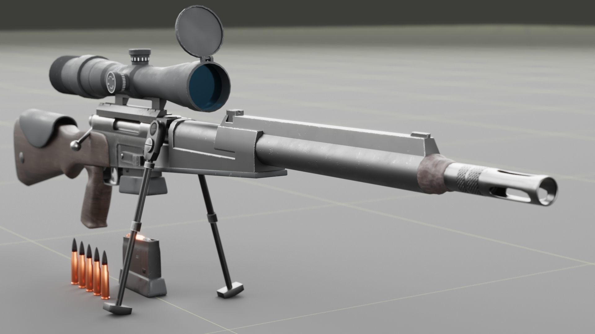 FR-F2 Sniper Rifle - used Low-poly 3D model_5