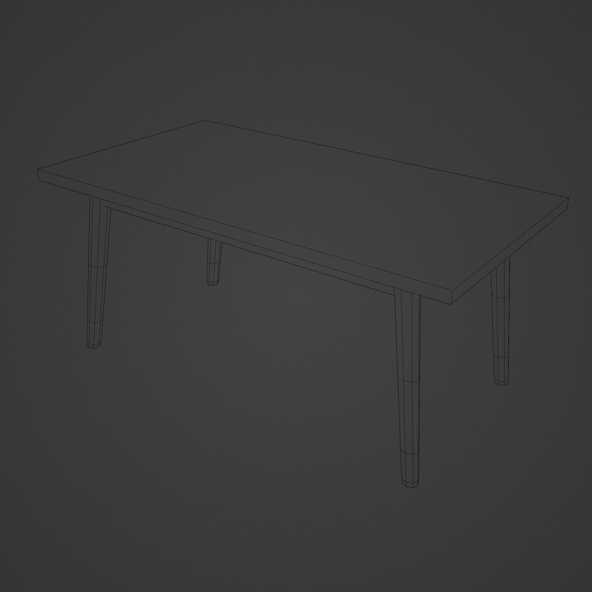 Table wooden Low-poly 3D model_5