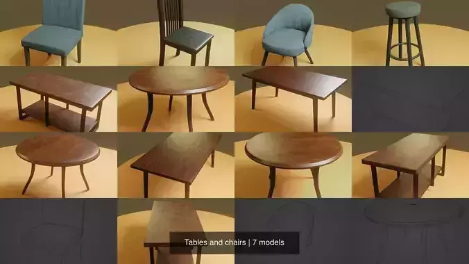 Tables and chairs 3D Model Collection