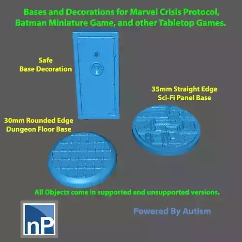 Marvel Crisis Protocol - Batman Miniature Game Bases and Safe Free 3D print model
