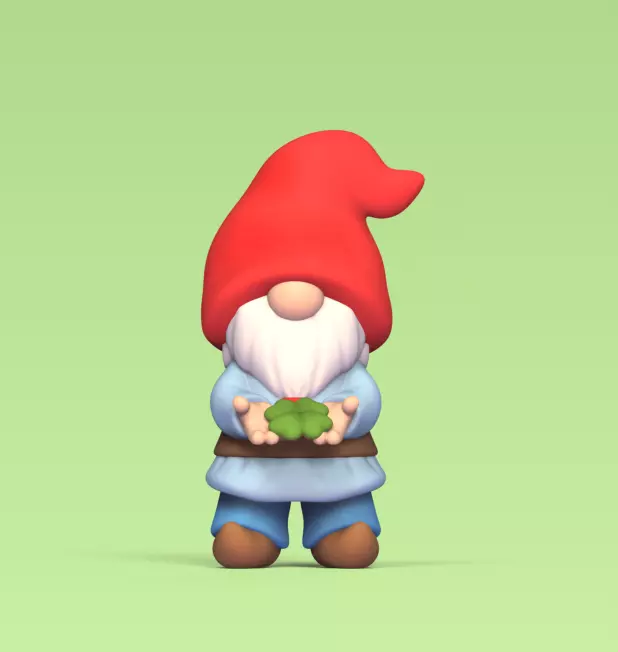 Gnome Giving Clover 3D print model_0