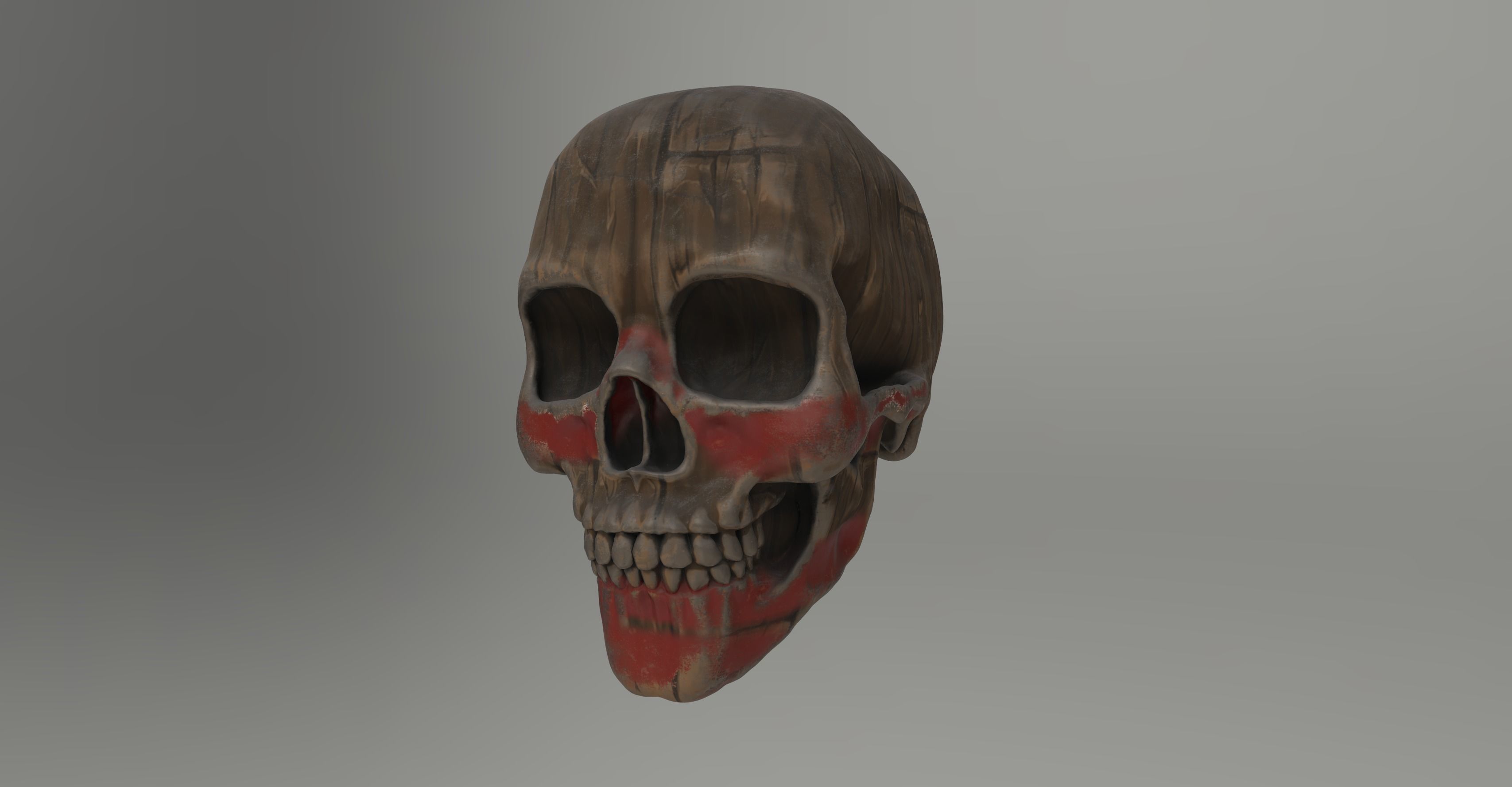 7 different textured human skulls with full 2K metal texture 3D model_4