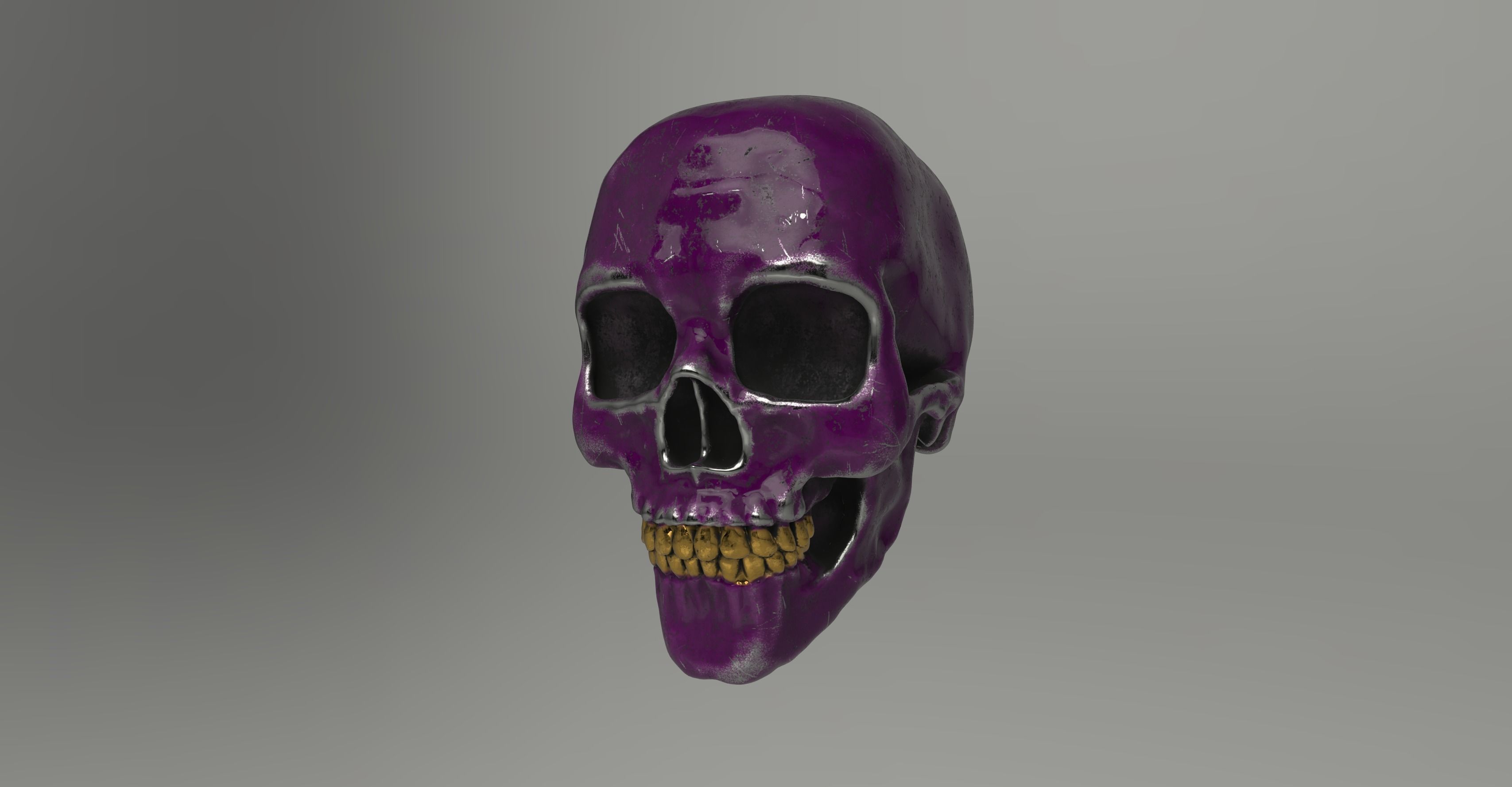 7 different textured human skulls with full 2K metal texture 3D model_5