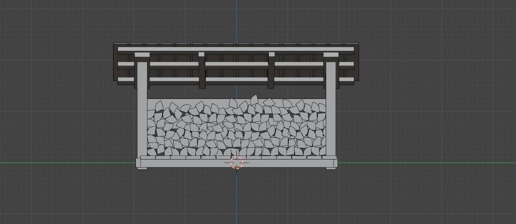 woodshed wooden shed with logs on top Low-poly 3D model_4