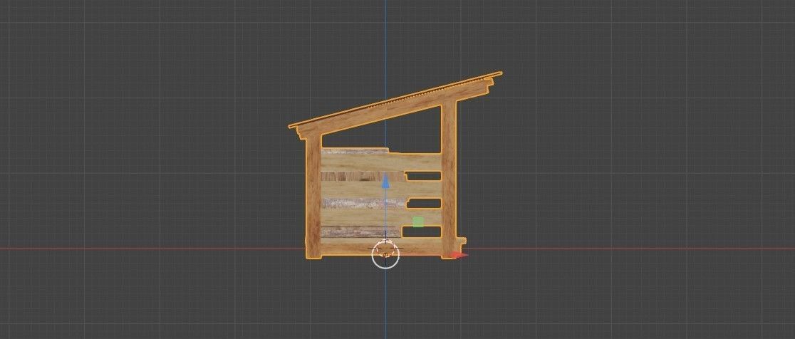 woodshed wooden shed with logs on top Low-poly 3D model_7