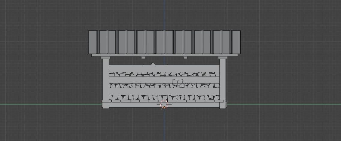 woodshed wooden shed with logs on top Low-poly 3D model_6