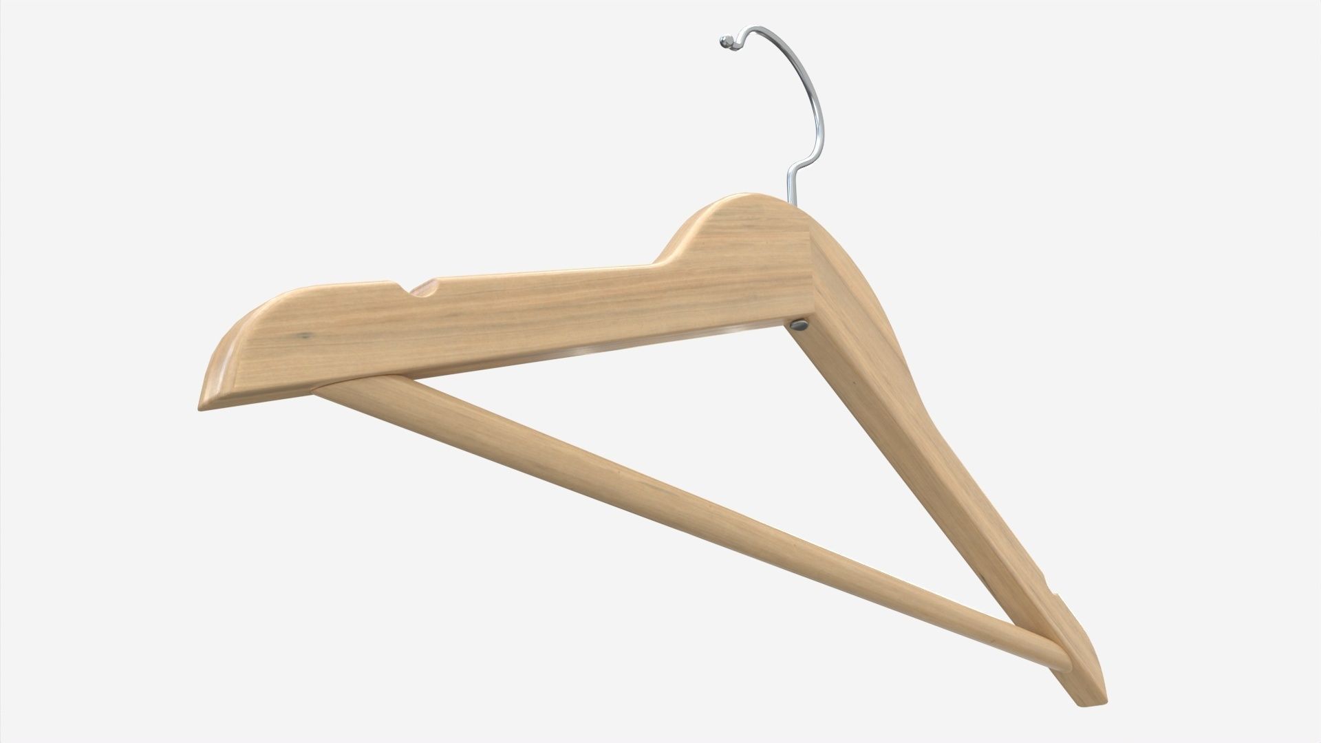 Hanger For Clothes Wooden 02 Light 3D model_2