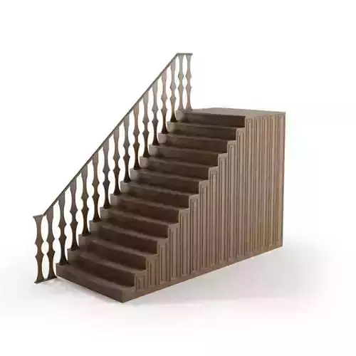 Wood Railing With Brown Stairs