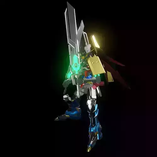 TheMechaNoid 7 gundam character holding sword 3D model