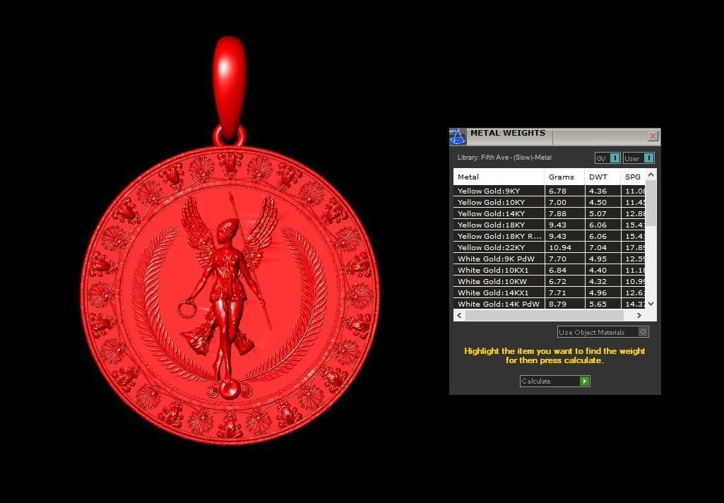Athena Pendant 3D print model_8