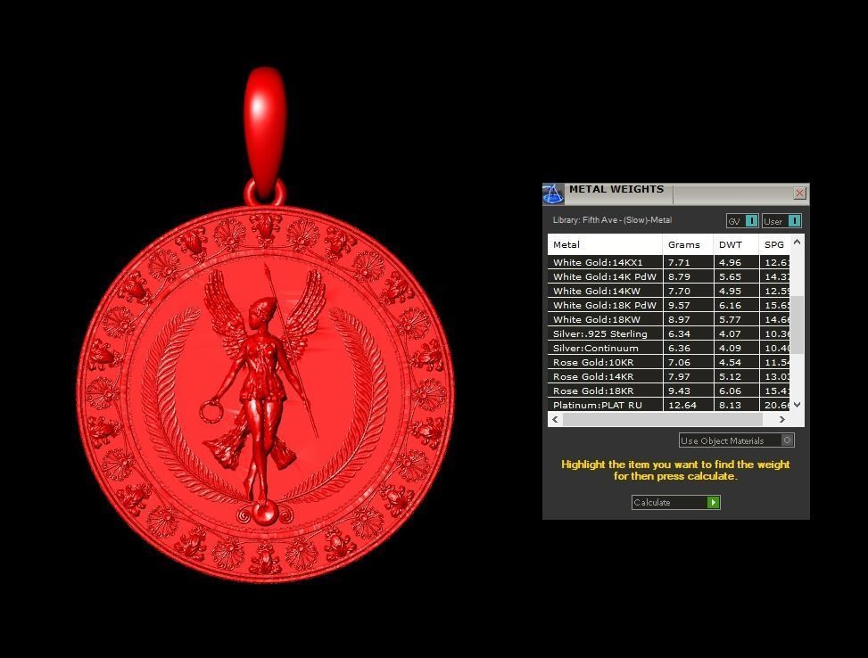 Athena Pendant 3D print model_9