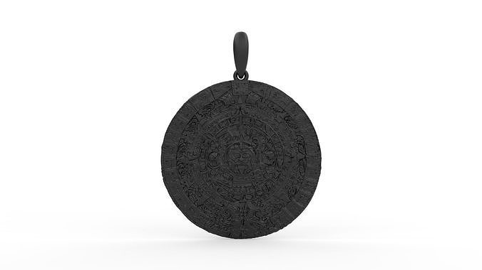 Aztec sun stone coin Pendant 3D print model