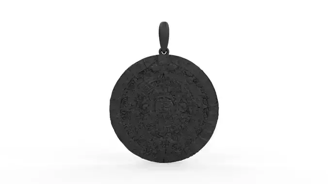 Aztec sun stone coin Pendant