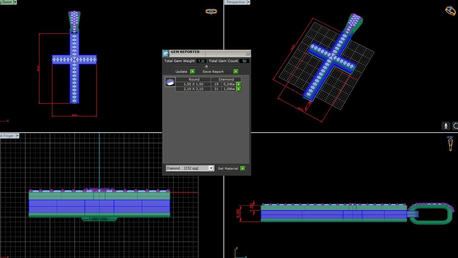 ArtDeco Cross Pendant 02 3D print model_4
