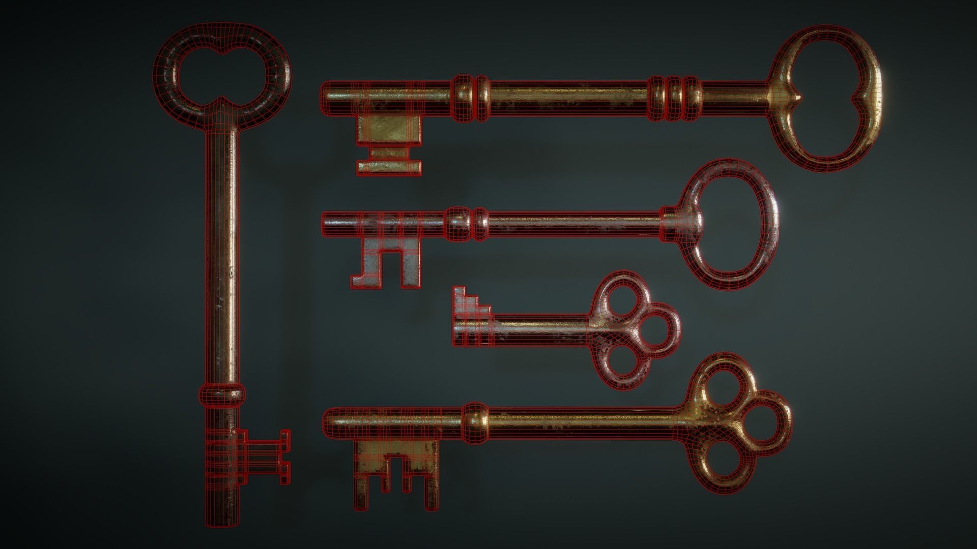Old Keys Low-poly 3D model_17