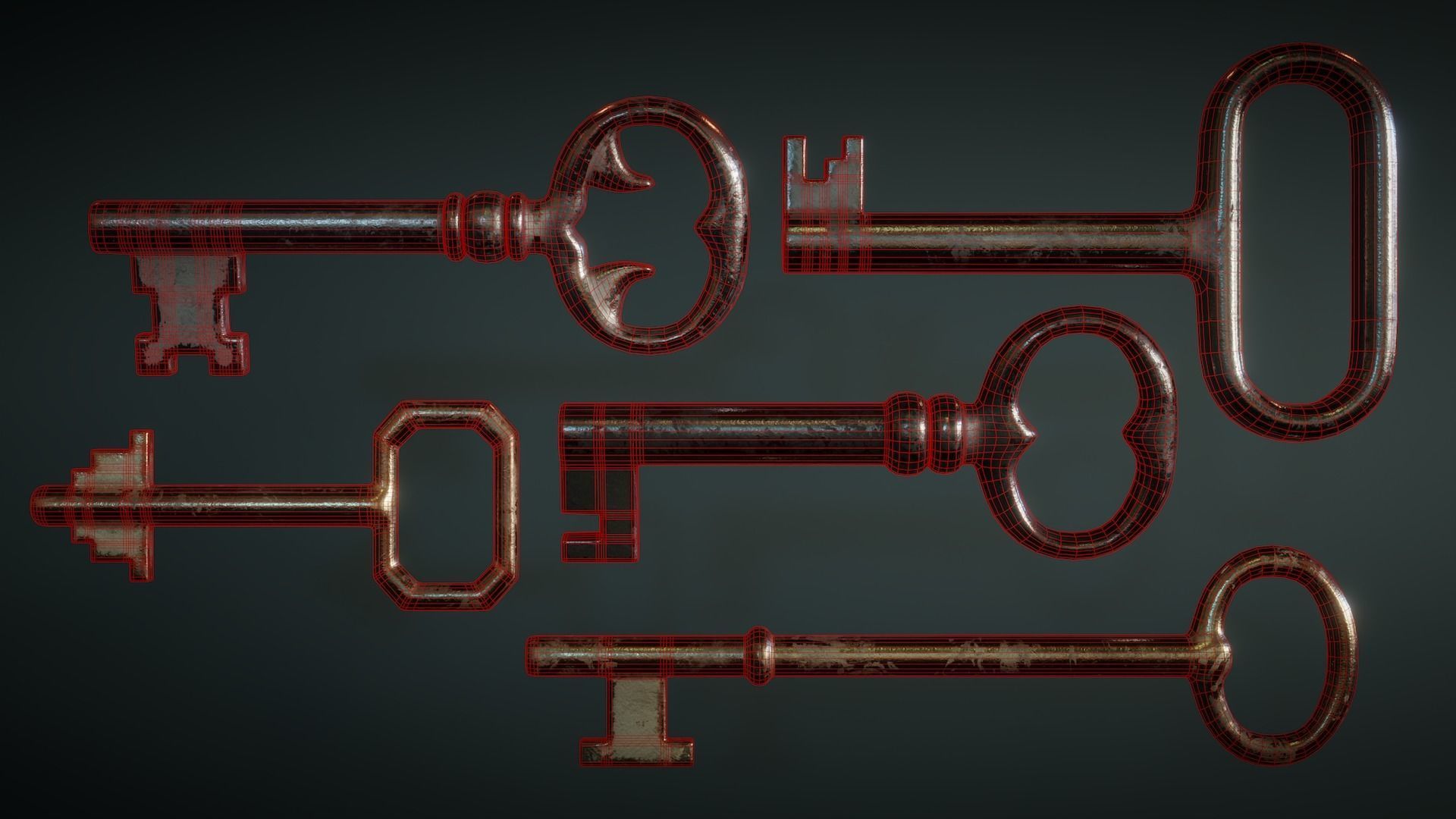 Old Keys Low-poly 3D model_18