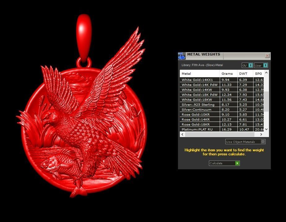 Eagle Pendant 3D print model_11