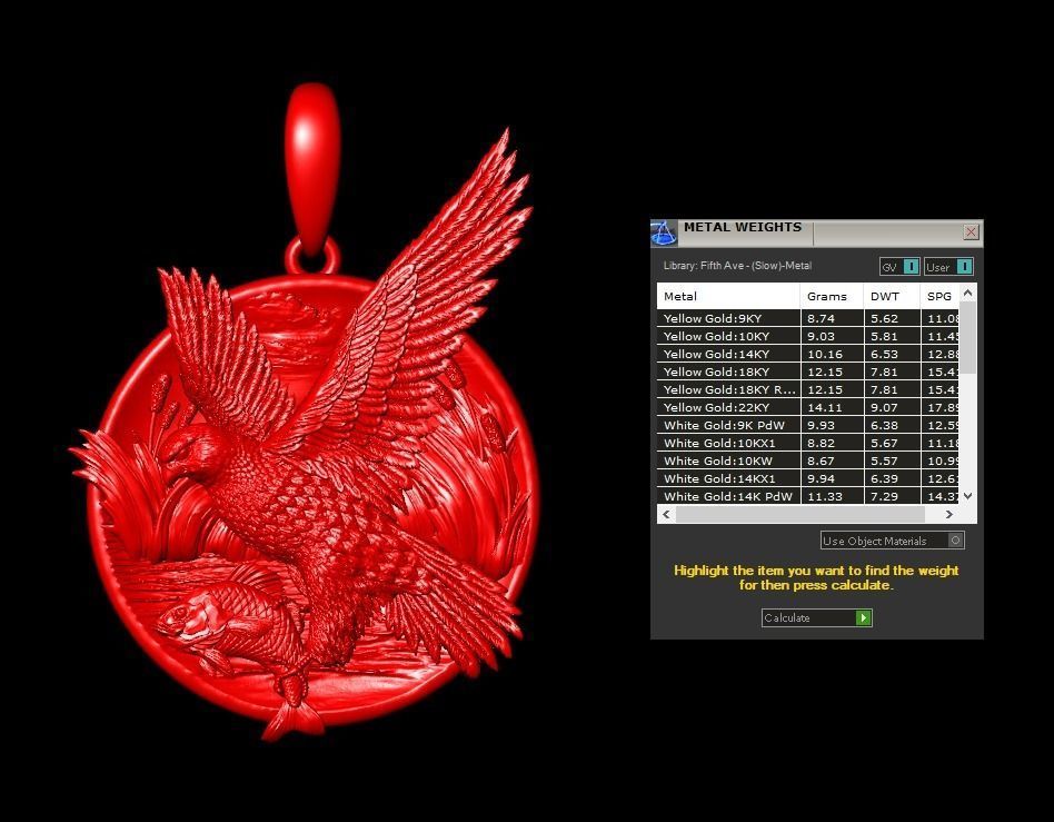 Eagle Pendant 3D print model_10