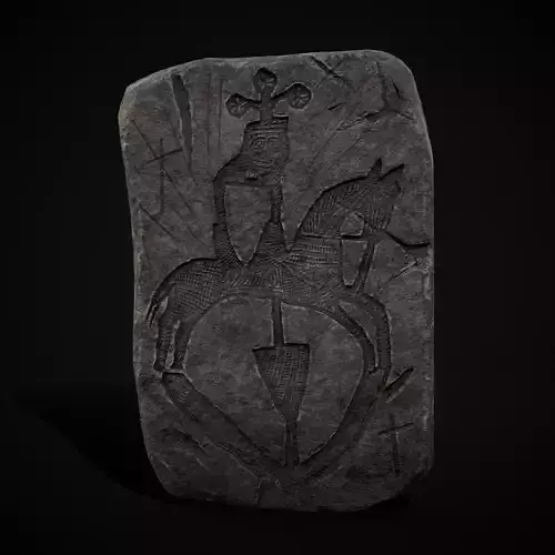 Old Grey Counter Relief Headstone Low-poly 3D model