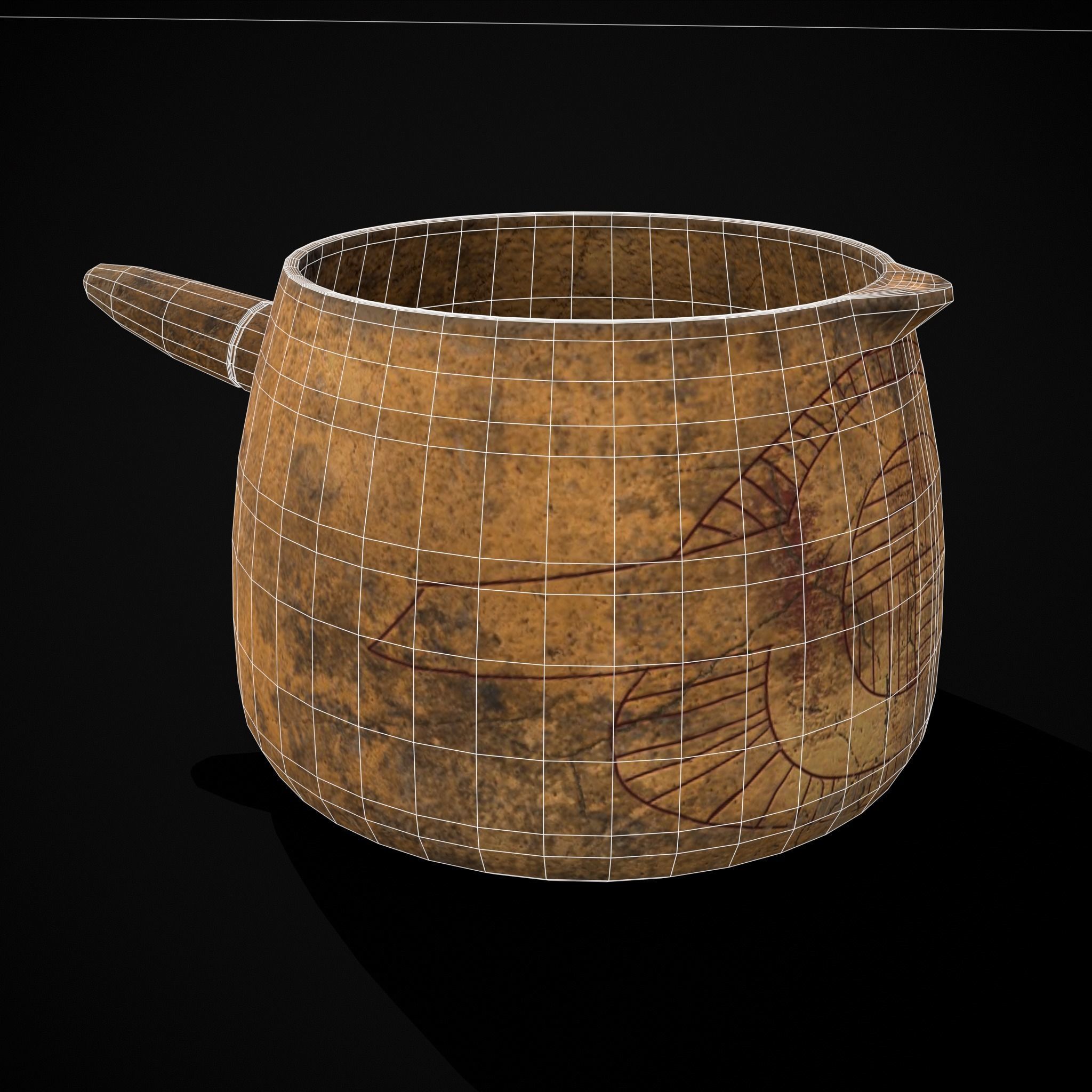 Rustic Clay Cups Low-poly 3D model_20