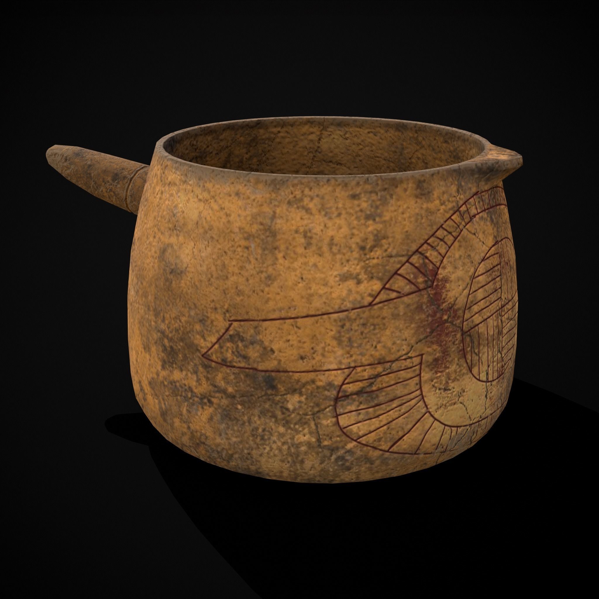 Rustic Clay Cups Low-poly 3D model_19