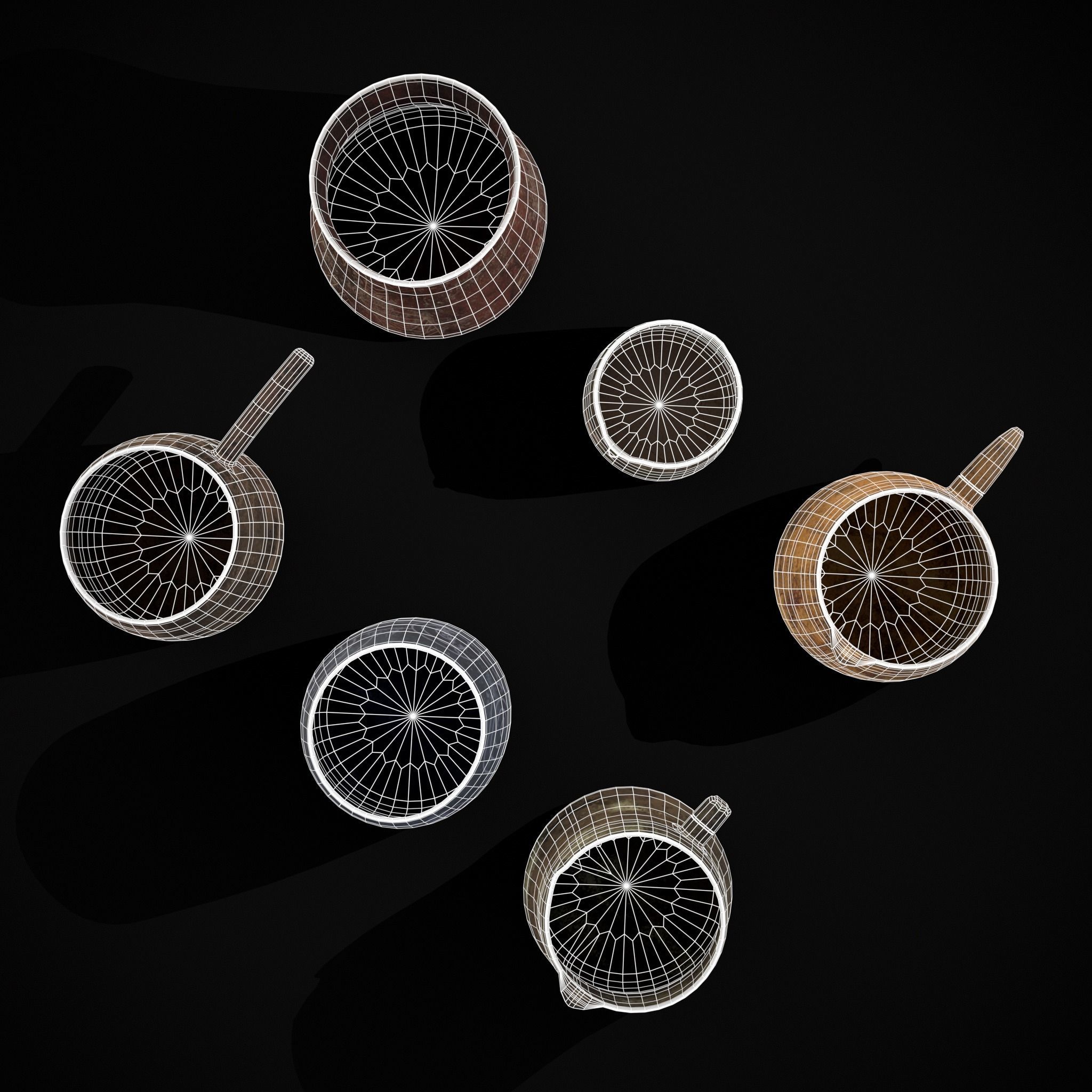 Rustic Clay Cups Low-poly 3D model_10