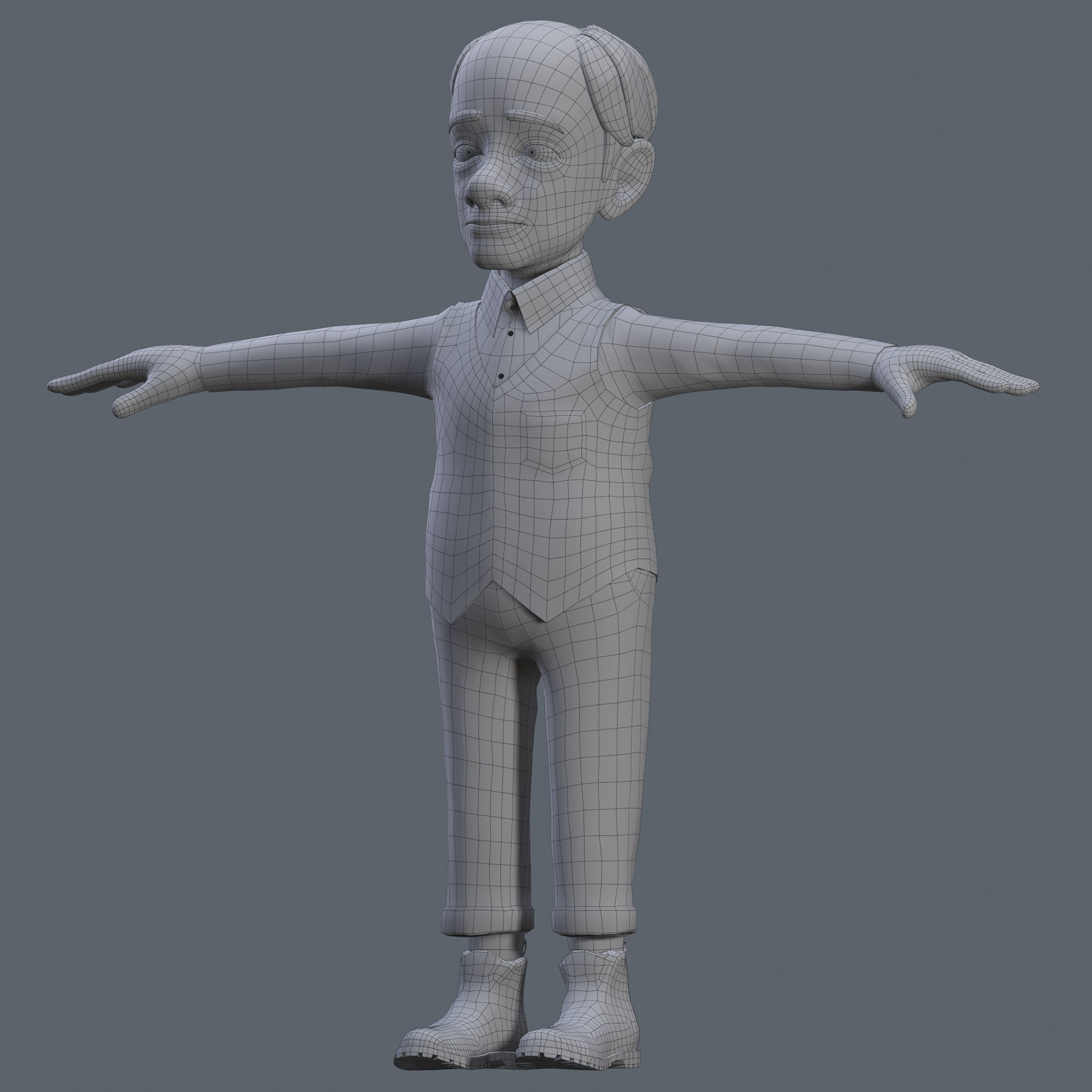 Cartoon Old man GrandPa with Rig Low-poly 3D model_23