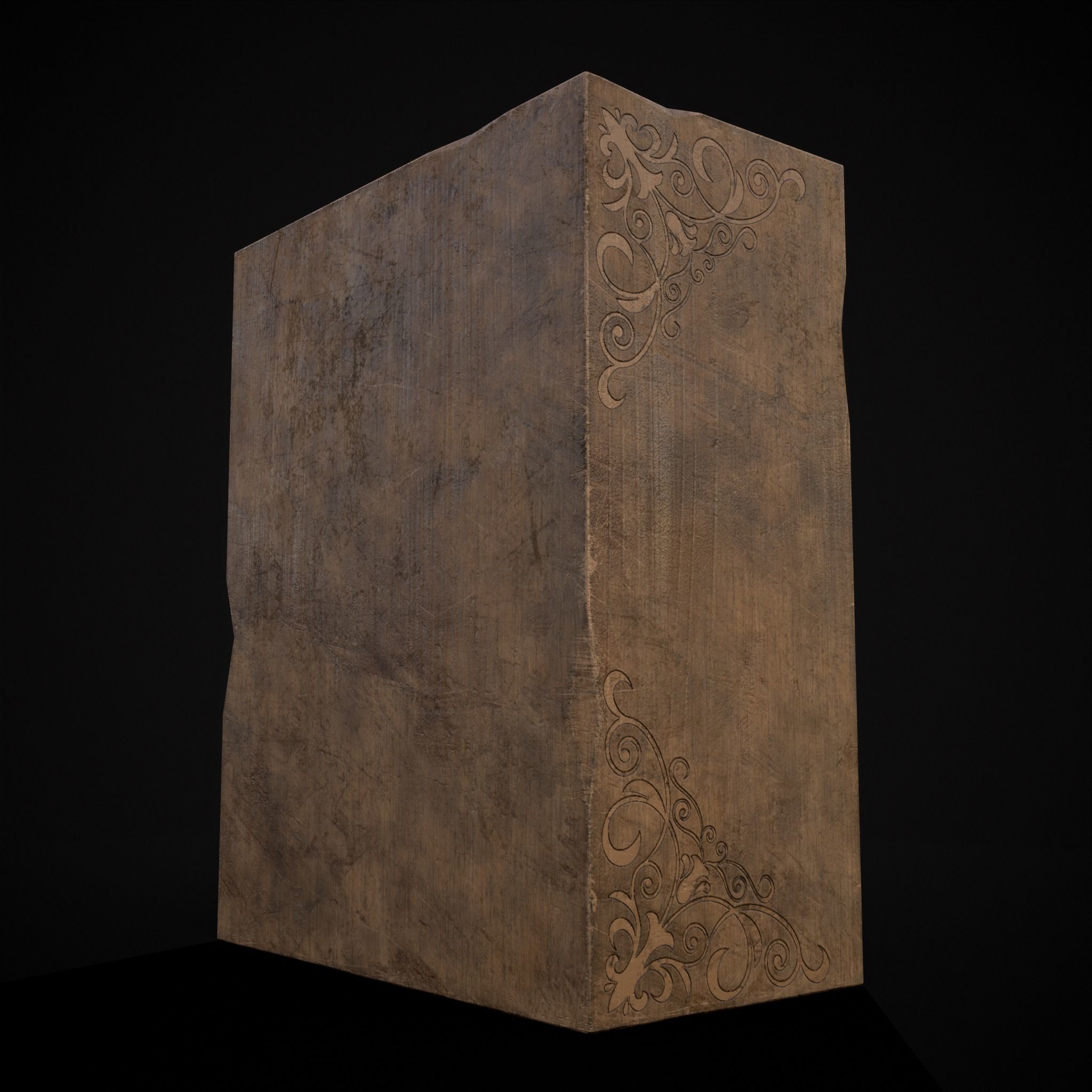 Rustic Ornamental Wooden Cabinet Low-poly 3D model_5