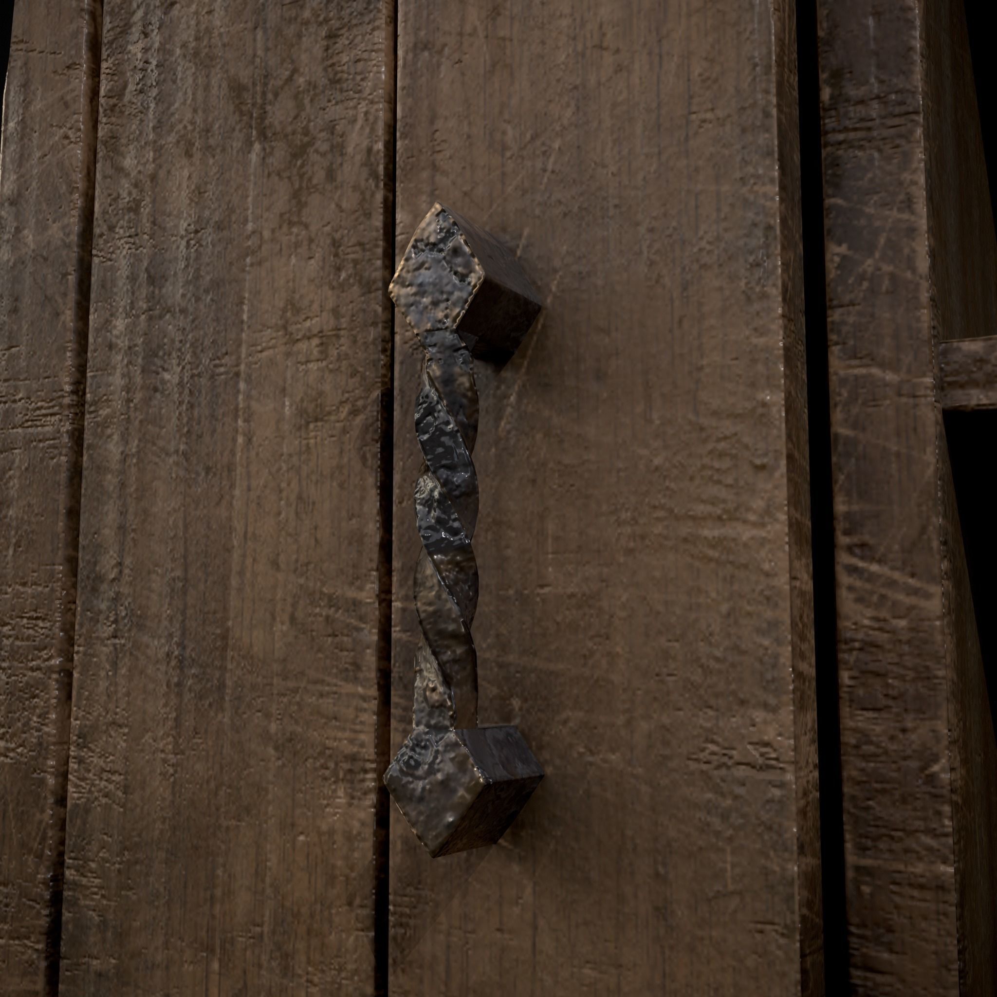 Rustic Ornamental Wooden Cabinet Low-poly 3D model_17