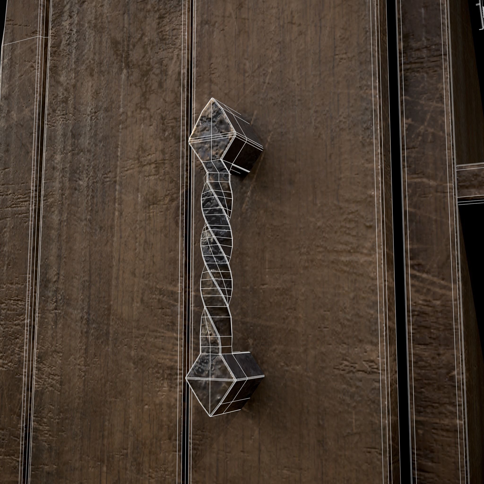 Rustic Ornamental Wooden Cabinet Low-poly 3D model_18