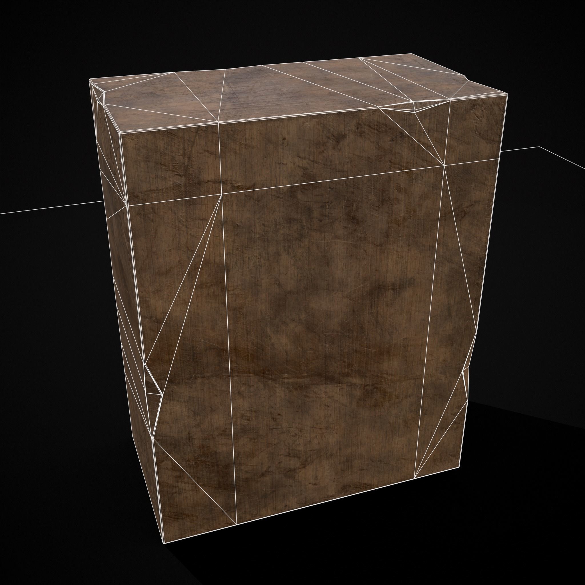 Rustic Ornamental Wooden Cabinet Low-poly 3D model_8