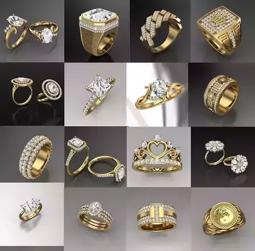 Solitaire Wedding Engagement Women Ring 16 in 1