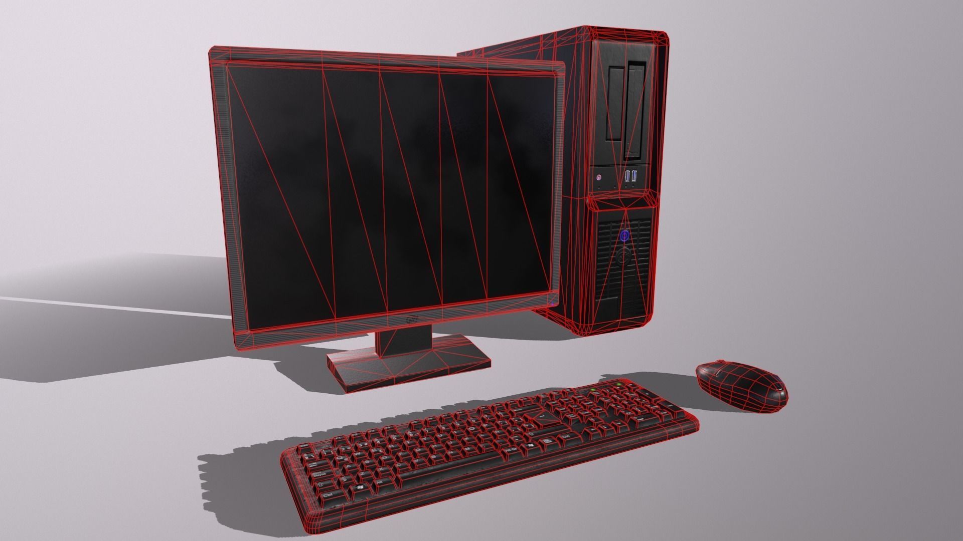 PC Office game ready Low-poly 3D model_6